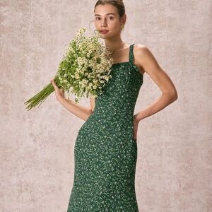 Green Floral Midi Dress